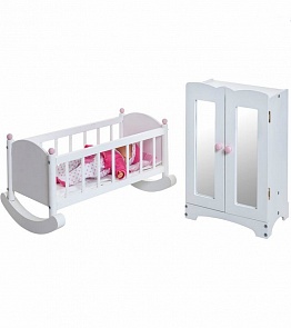 Набор кукольной мебели: шкаф и люлька, белые (Paremo, PFD116-14)